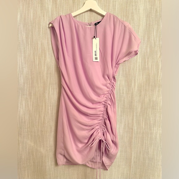 NWT Zara Ruched Satin Effect Mini Dress - Picture 6 of 8